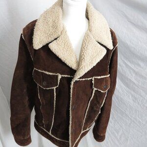 ✨ VINTAGE 70s Y2K BROWN SUEDE SHEARLING JACKET ✨
